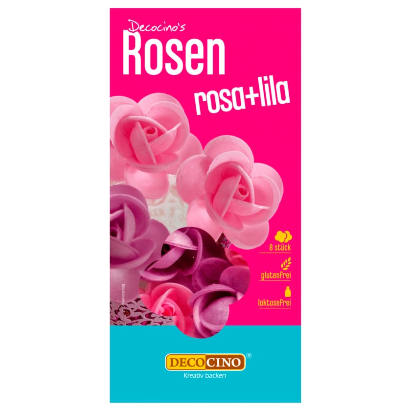 Decocino Oblaten Rosenblüten Rosa+Lila 7g, 8 Stück